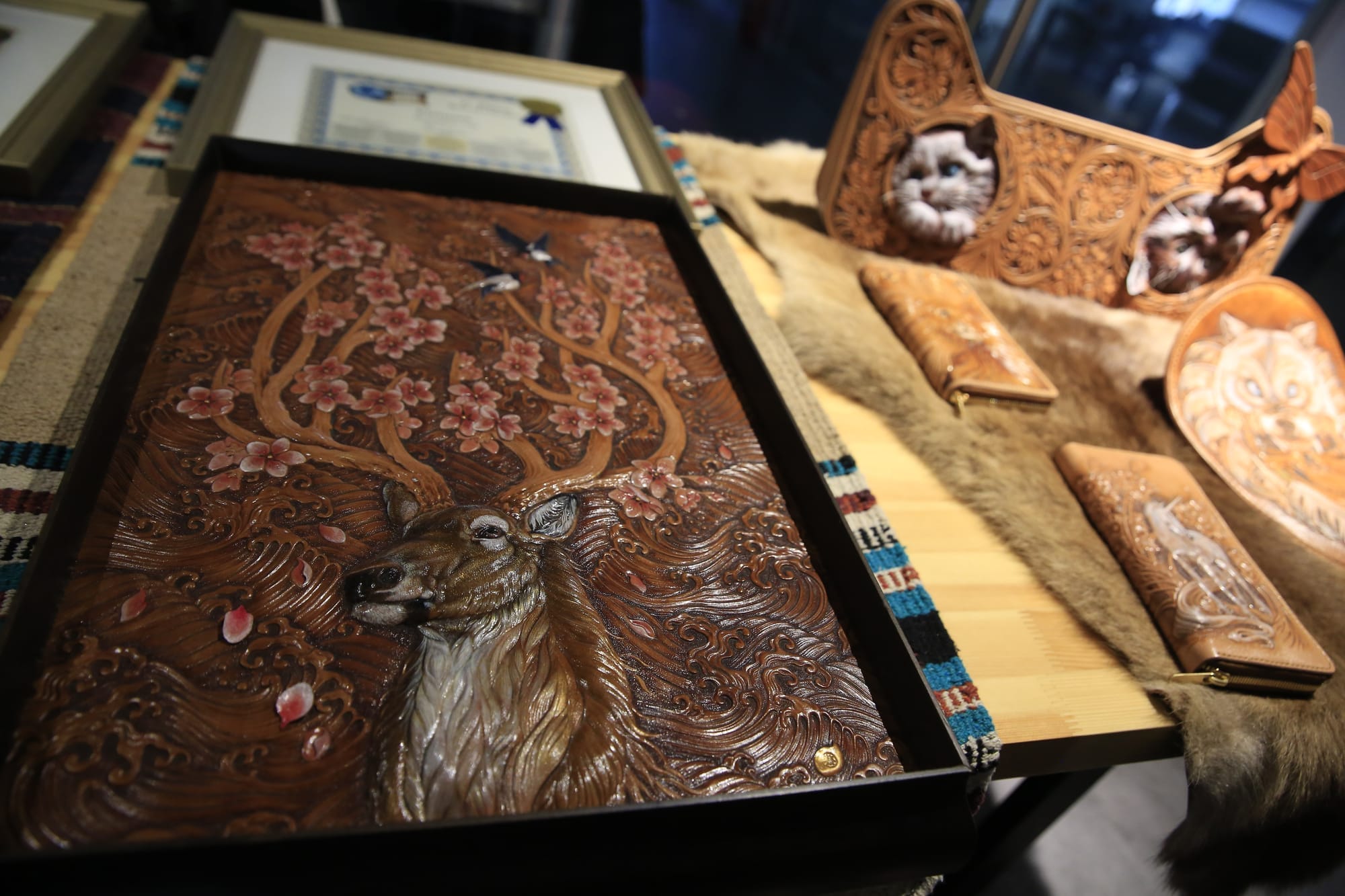 Showcased craftwork on display