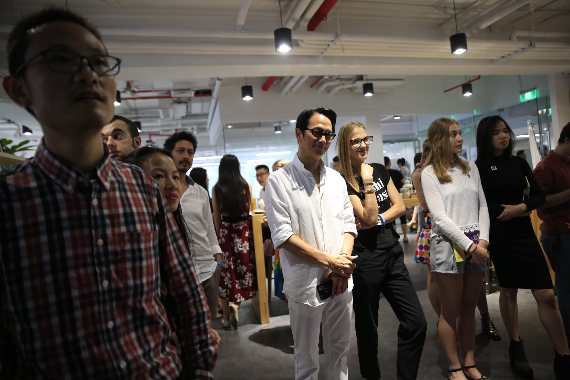 Creatives networking on the floor